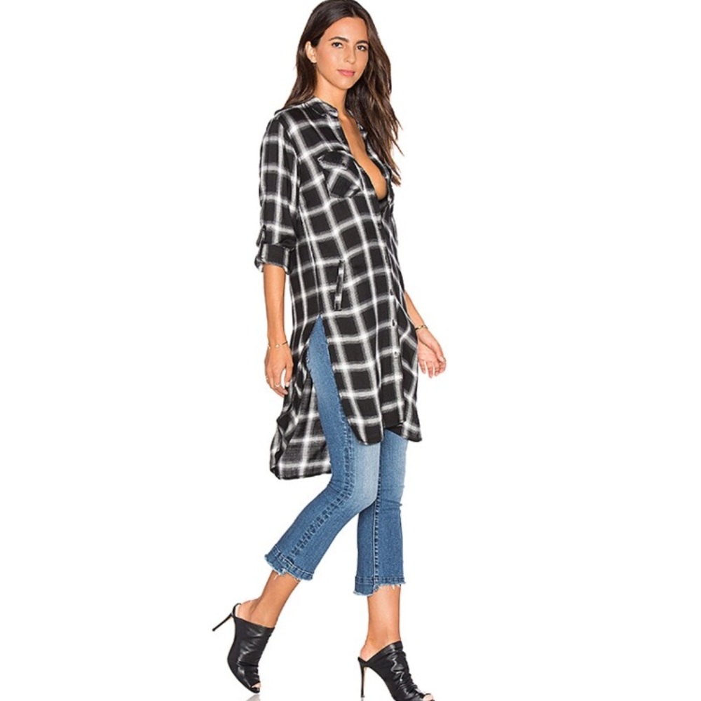 Blank NYC Old Polaroid Plaid Tunic Shirtdress Duster Size Small